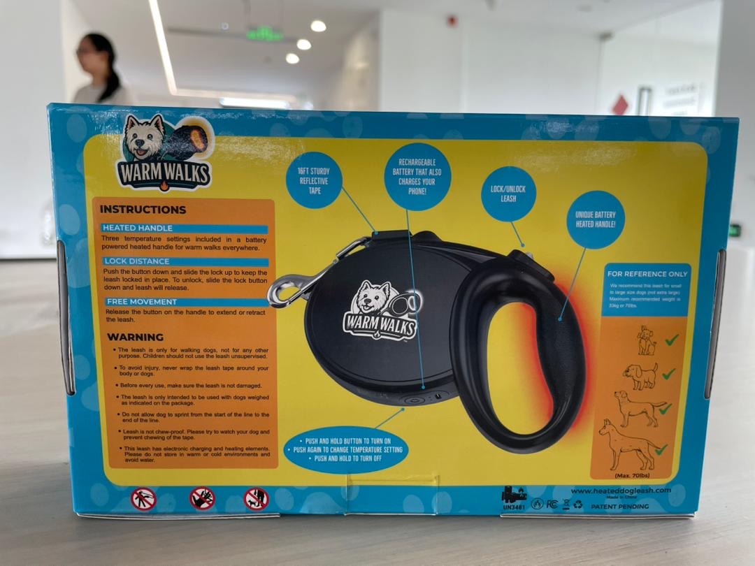 Heated Dog Leash for Winter Walks - Rechargeable Warm Grip & Weather Resistant Design