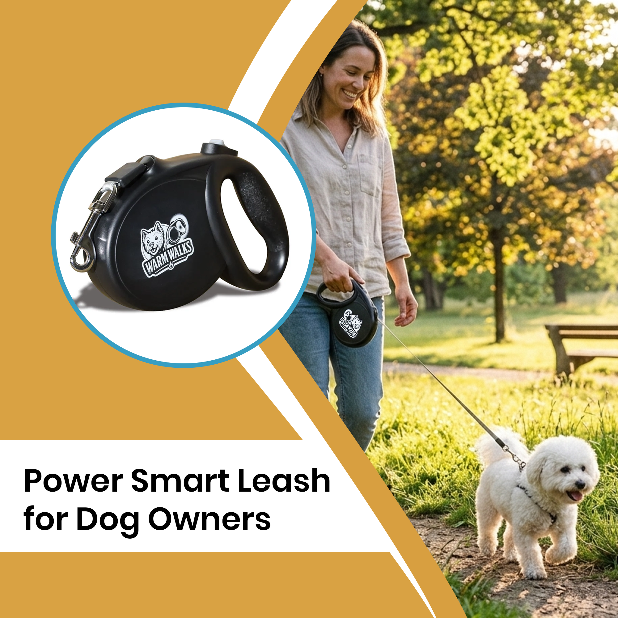 Smart 2-in-1 Heated Dog Leash with Power Bank - Rechargeable Leash with Phone Charging Port & Comfortable Warm Grip